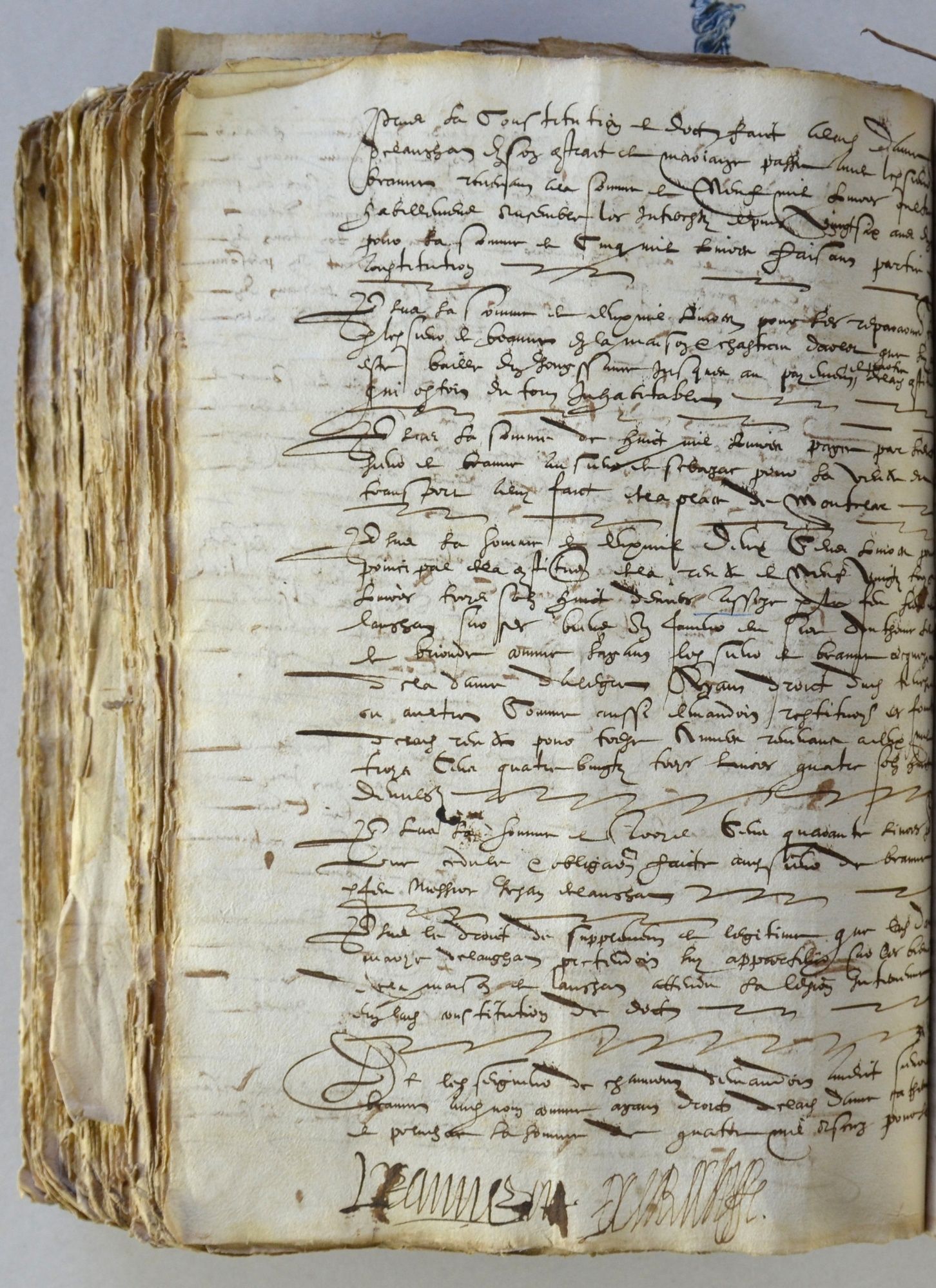 Archives départementales de la Haute-Loire. Fin XVIe siècle, notaire Barry, Le Puy (3 E 231/6)