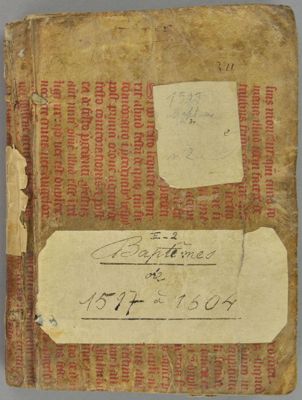 Archives départementales de la Haute-Loire. Registres paroissiaux de la commune d'Yssingeaux (E-dépôt 663/2, couverture).