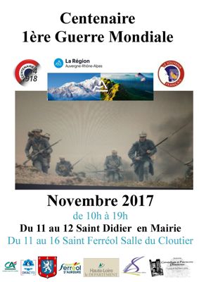 Archives départementales de la Haute-Loire. Exposition "Centenaire de la Grande guerre" à Saint-Didier-en-Velay (association Généalogie et patrimoine désidérien).
