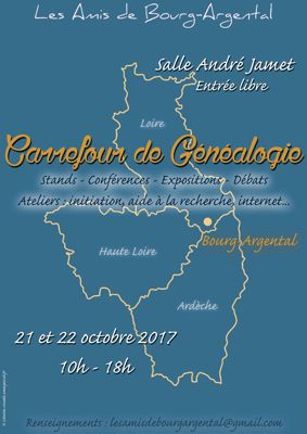 Archives départementales de la Haute-Loire. Carrefour généalogique organisé par Les Amis de Bourg-Argental (21 et 22 octobre 2017).