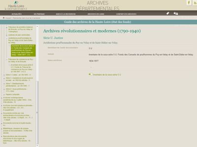 Archives départementales de la Haute-Loire. Nouveaux inventaires en ligne (5 U, 6 U 2).