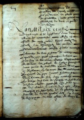 Archives départementales de la Haute-Loire. Mise à jour état civil (V-dépôt 62/1, Pradelles, baptêmes, mariages, sépultures, 1559-1709).