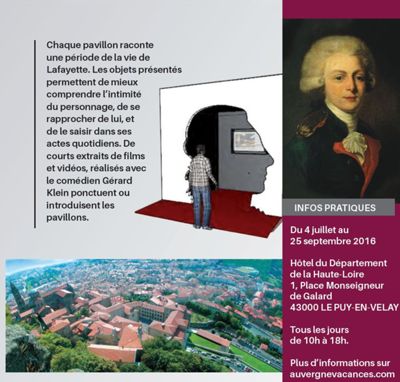 Archives départementales de la Haute-Loire. Exposition "Lafayette, l'intime et la légende", hôtel du département de la Haute-Loire (juillet-sepetmbre 2016).