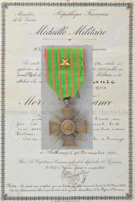 Archives départementales de la Haute-Loire. Centenaire de la création de la Croix de guerre (fonds Faure, 3 NUM 130).