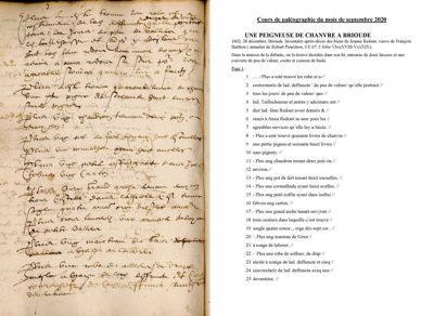 Archives départementales de la Haute-Loire. Cours de paléographie, mois de septembre 2020, texte et corrigé (3 E 67/1).