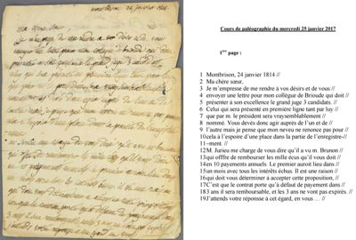 Archives départementales de la Haute-Loire. Cours de paléographie, mois de janvier 2017 et corrigé (339 J NC). 
