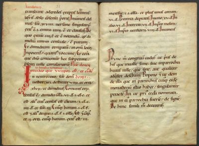Archives départementales de la Haute-Loire. Cartulaire de Chamalières, XIe-XIIIe siècles (362 J, détail, folios XI et XII).