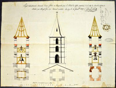 Archives départementales de la Haute-Loire. Projet de restauration de l'église de Saint-Paulien en 1835 (216 O XII).
