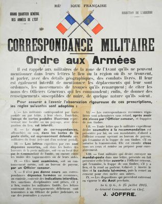 Archives départementales de la Haute-Loire. Affiches de la Grande guerre (Ordre aux armées, 25 juillet 1915, 11 Fi 1541).