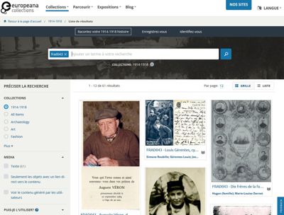 Archives départementales de la Haute-Loire. Grande guerre, sélection de sites (page de recherche du site "Europeana 1914-1918".