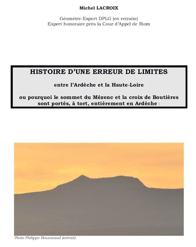 Histoire d'une erreur de limite entre l'Ardèche et la Haute-Loire