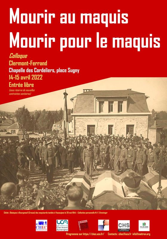 Archives départementales de la Haute-Loire. Colloque "Mourir au maquis, mourir pour le maquis", Clermont-Ferrand.