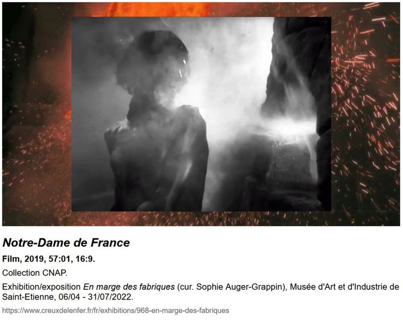 "Notre-Dame de France", Alexis Guillier, œuvre vidéo, Biennale Internationale Design 2022 de Saint-Étienne