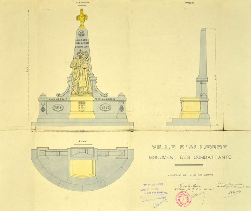 Monument aux morts de Céaux-d’Allègre, inauguré le 29 octobre 1922 (Archives départementales de la Haute-Loire, 3 O 4)