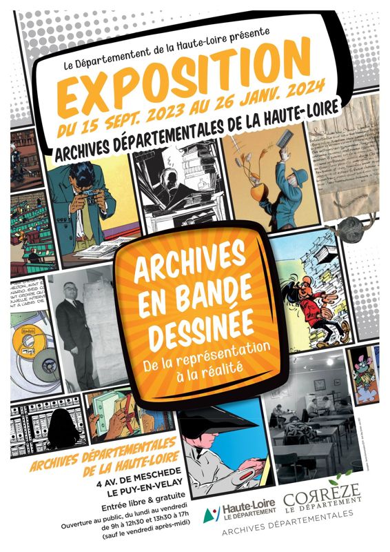 Exposition "Archives en BD" réalisée par les Archives départementales de la Corrèze, affiche.